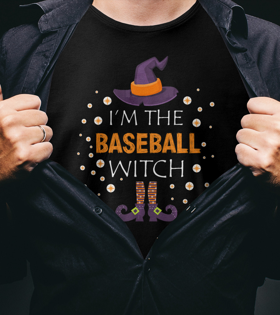 I'M THE BASEBALL WITCH Halloween Hat Boots T-Shirt