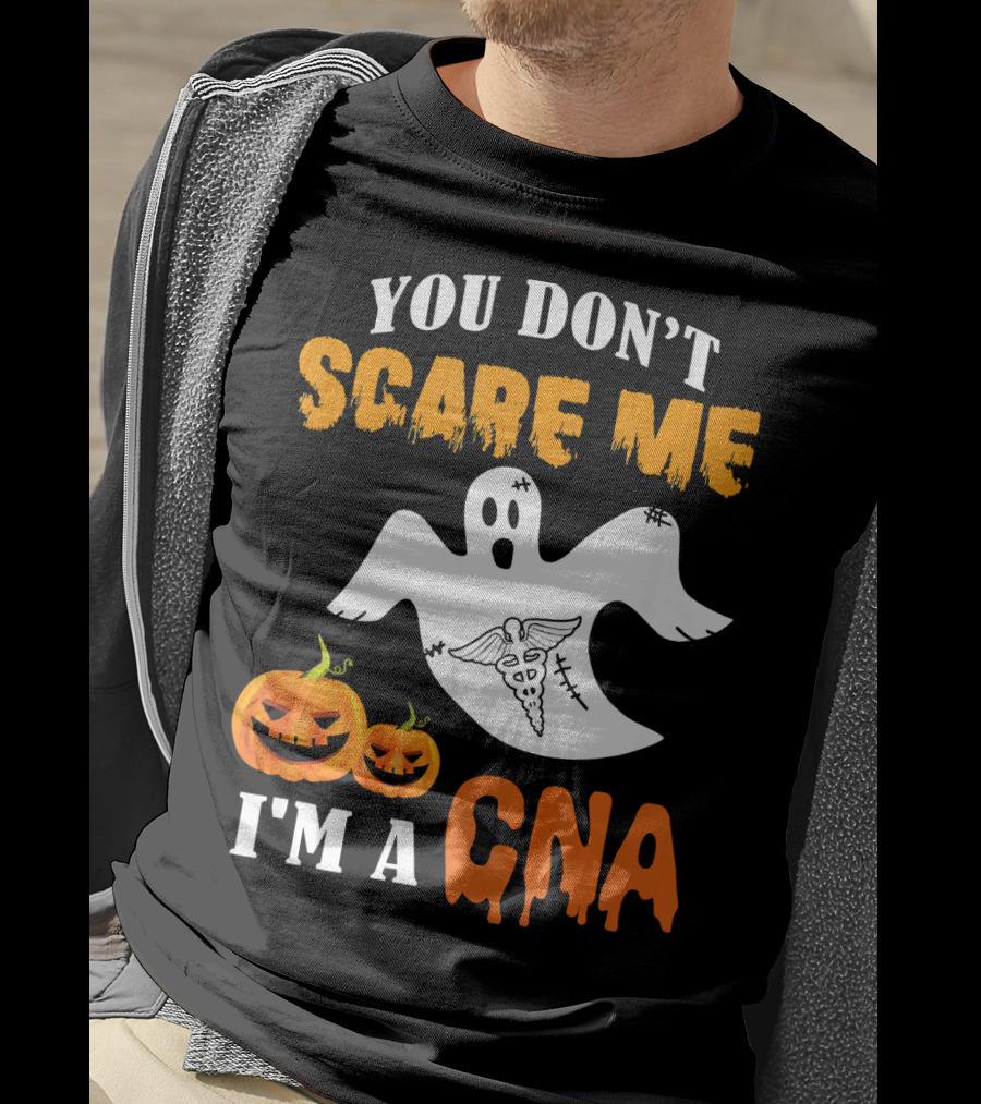 You Don't Scare Me I'm A CNA Halloween Ghost And Pumpkins T-Shirt