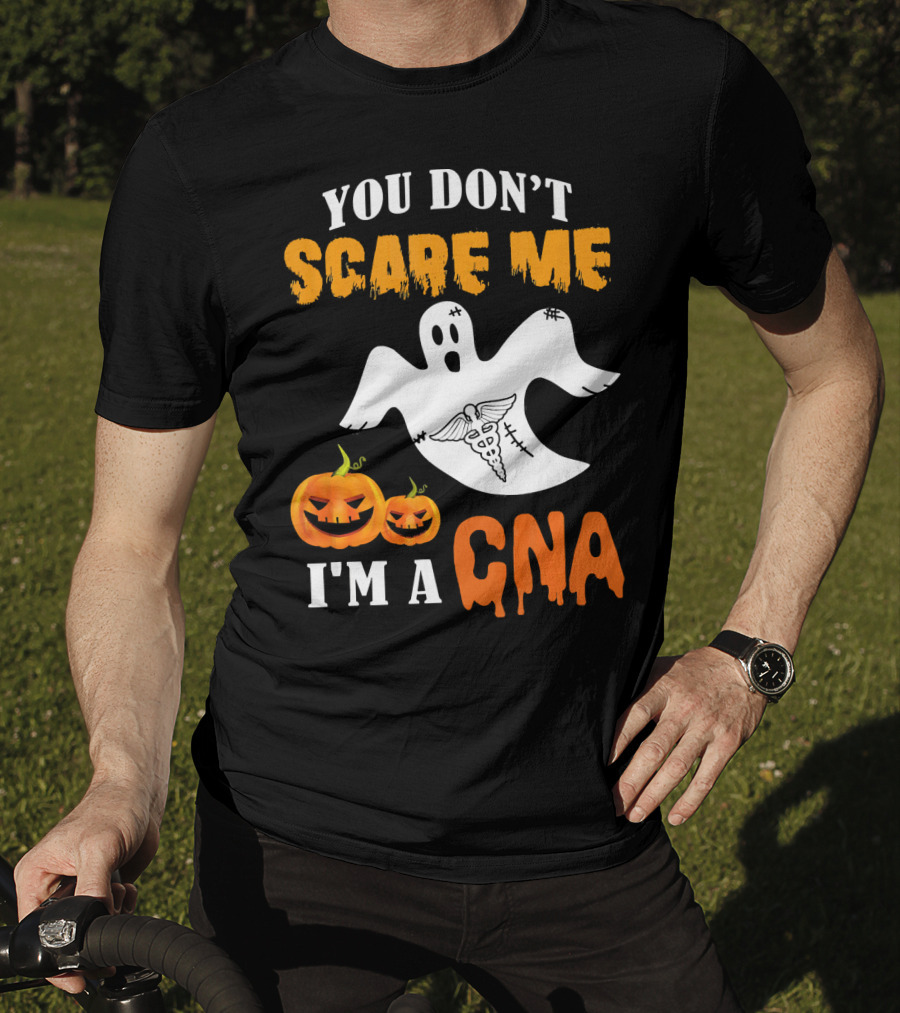 You Don't Scare Me I'm A CNA Halloween Ghost And Pumpkins T-Shirt