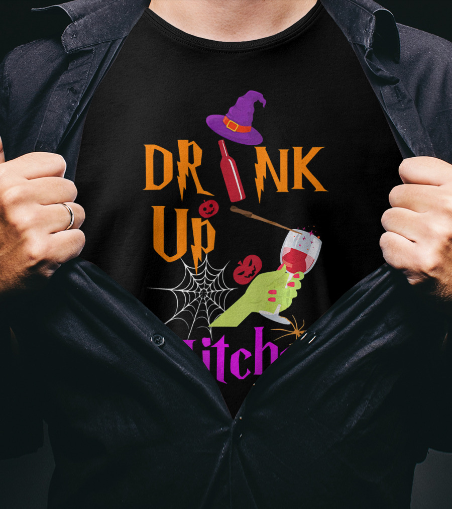 Drink Up Witches Halloween Costume Wine Dark Vibe T-Shirt