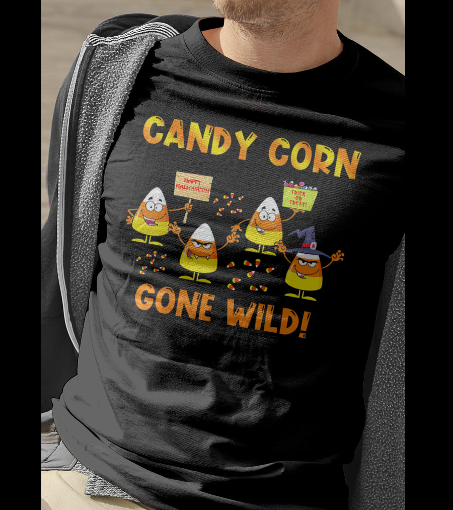 Candy Corn Gone Wild Happy Halloween Trick Or Treat T-Shirt