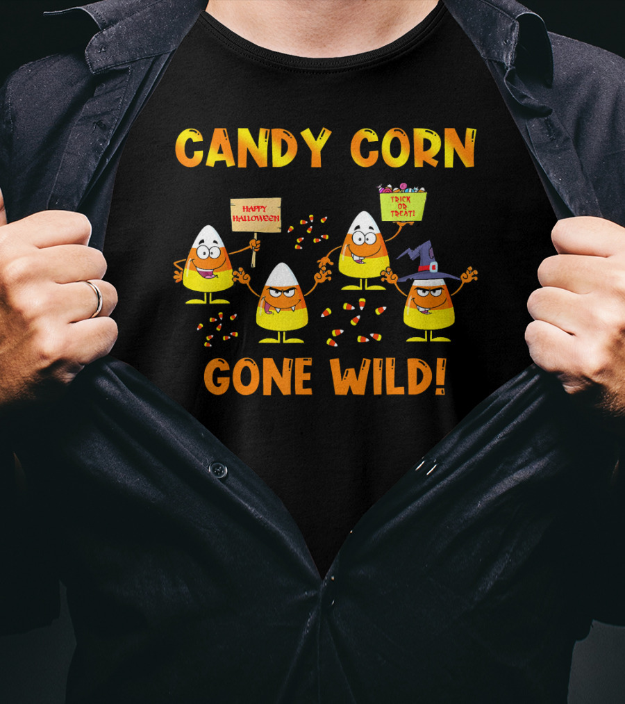 Candy Corn Gone Wild Happy Halloween Trick Or Treat T-Shirt