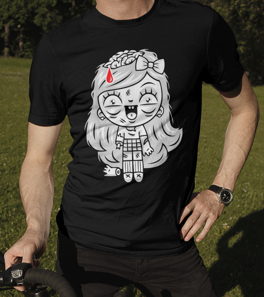 Cute Gore Zombie Horror Fan Goth Punk Bow Brain Bleeding Girl T-Shirt