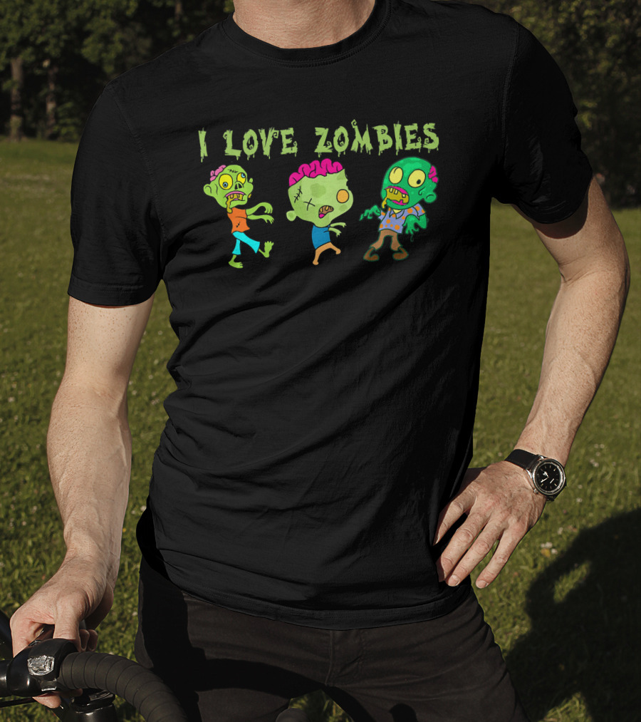 I Love Zombies Funny Zombie Cartoon Characters T-Shirt