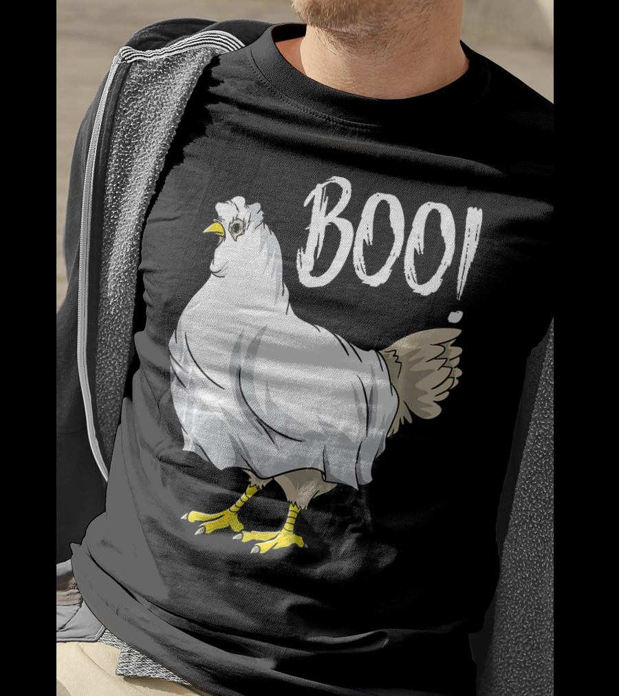 Chicken Ghost Boo Funny Farmer Halloween Chicken T-Shirt