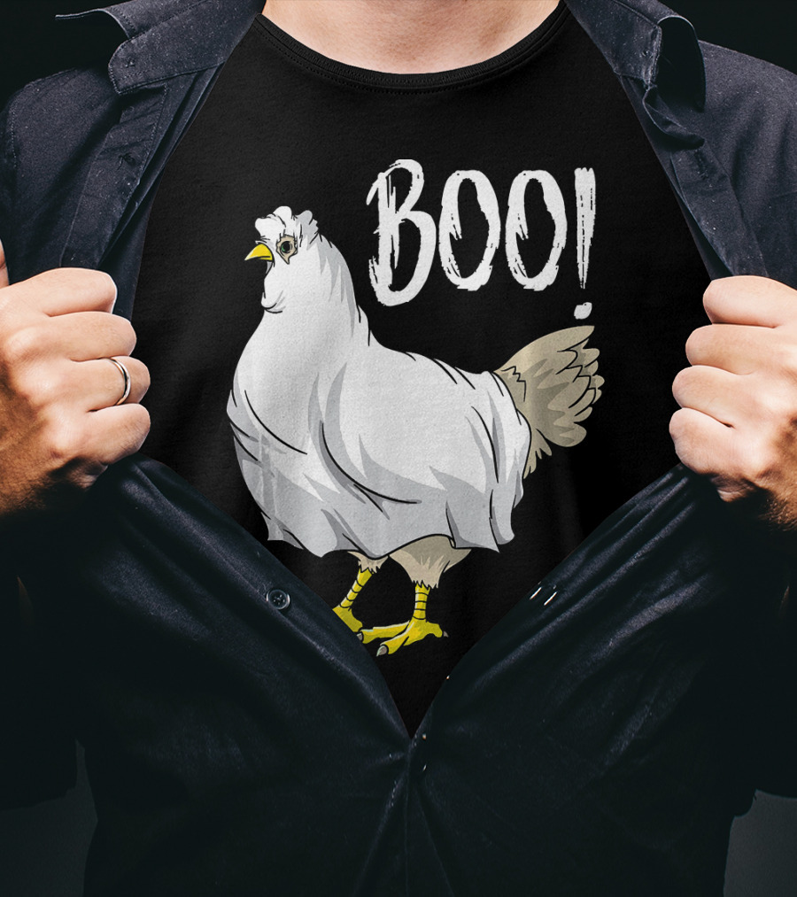 Chicken Ghost Boo Funny Farmer Halloween Chicken T-Shirt