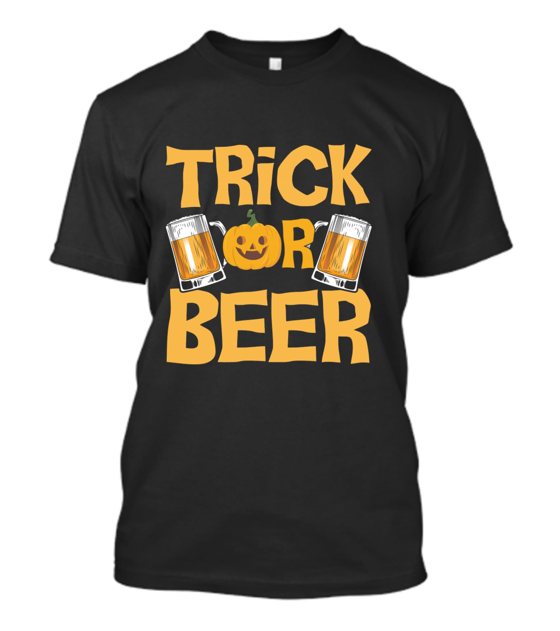 Trick Or Beer Funny Halloween Pumpkin Drinking T-Shirt