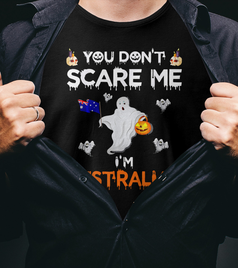 You Don't Scare Me I'm Australian Ghost Halloween Australia Flag T-Shirt