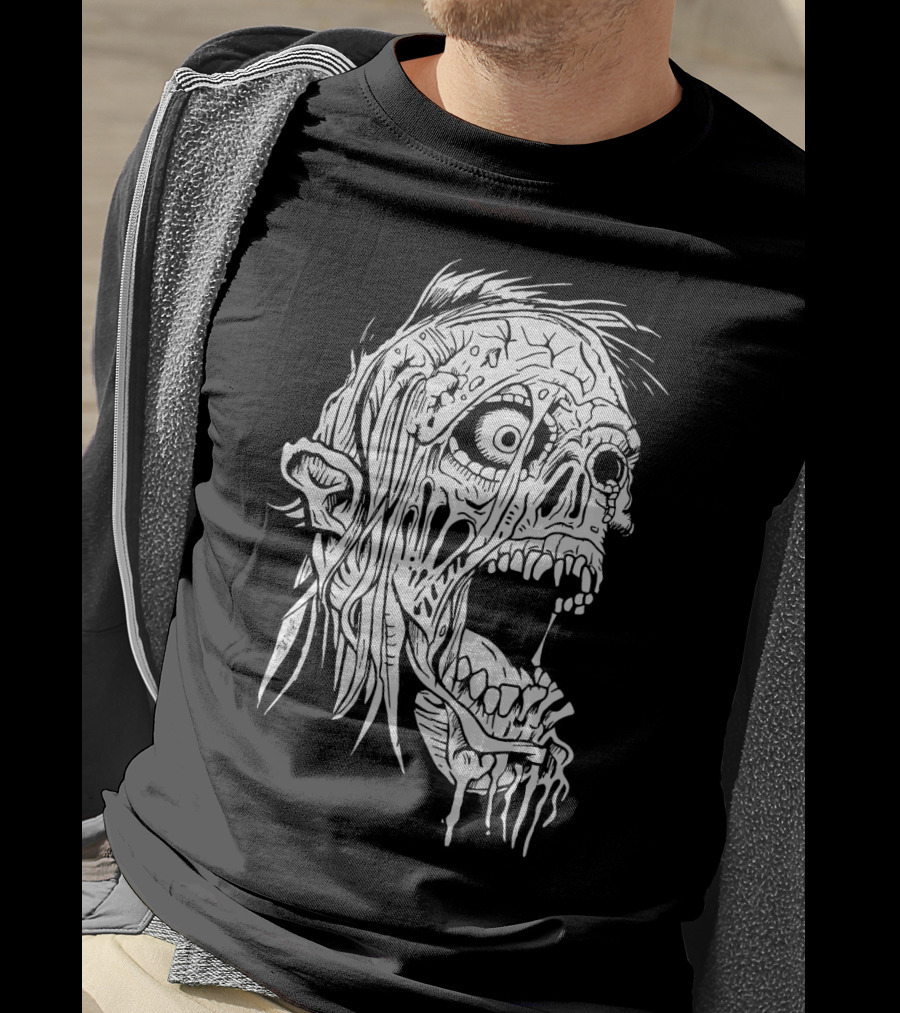 Zombie Halloween Horror Costume Top Creepy Skull T-Shirt