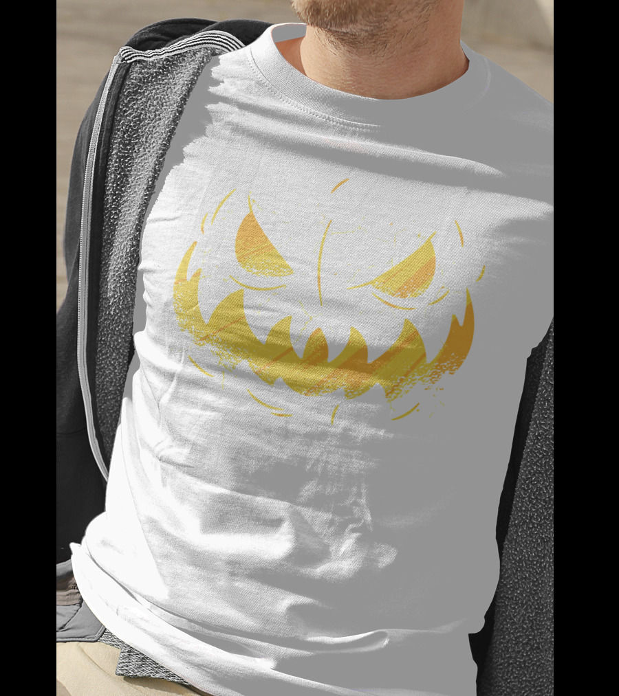Jack O Lantern Cracked Grinning Pumpkin Face T-Shirt