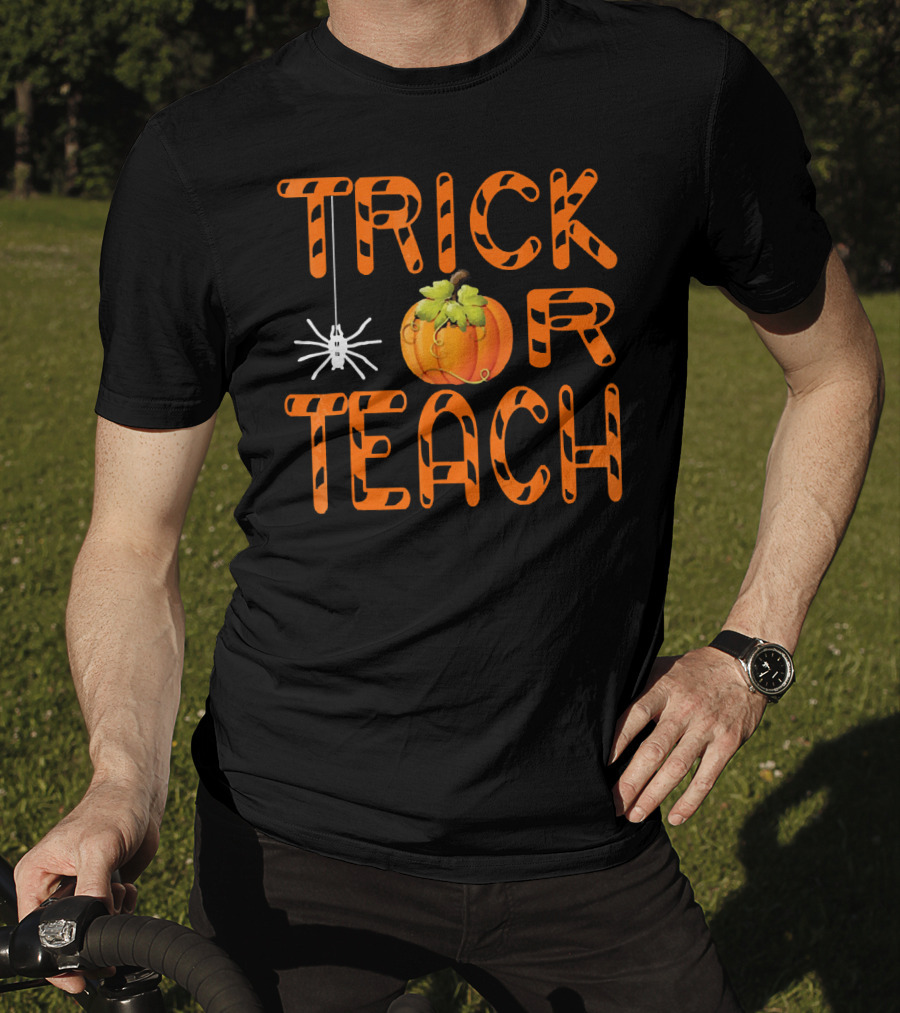 Halloween Trick Or Teach Pumpkin And Spider T-Shirt