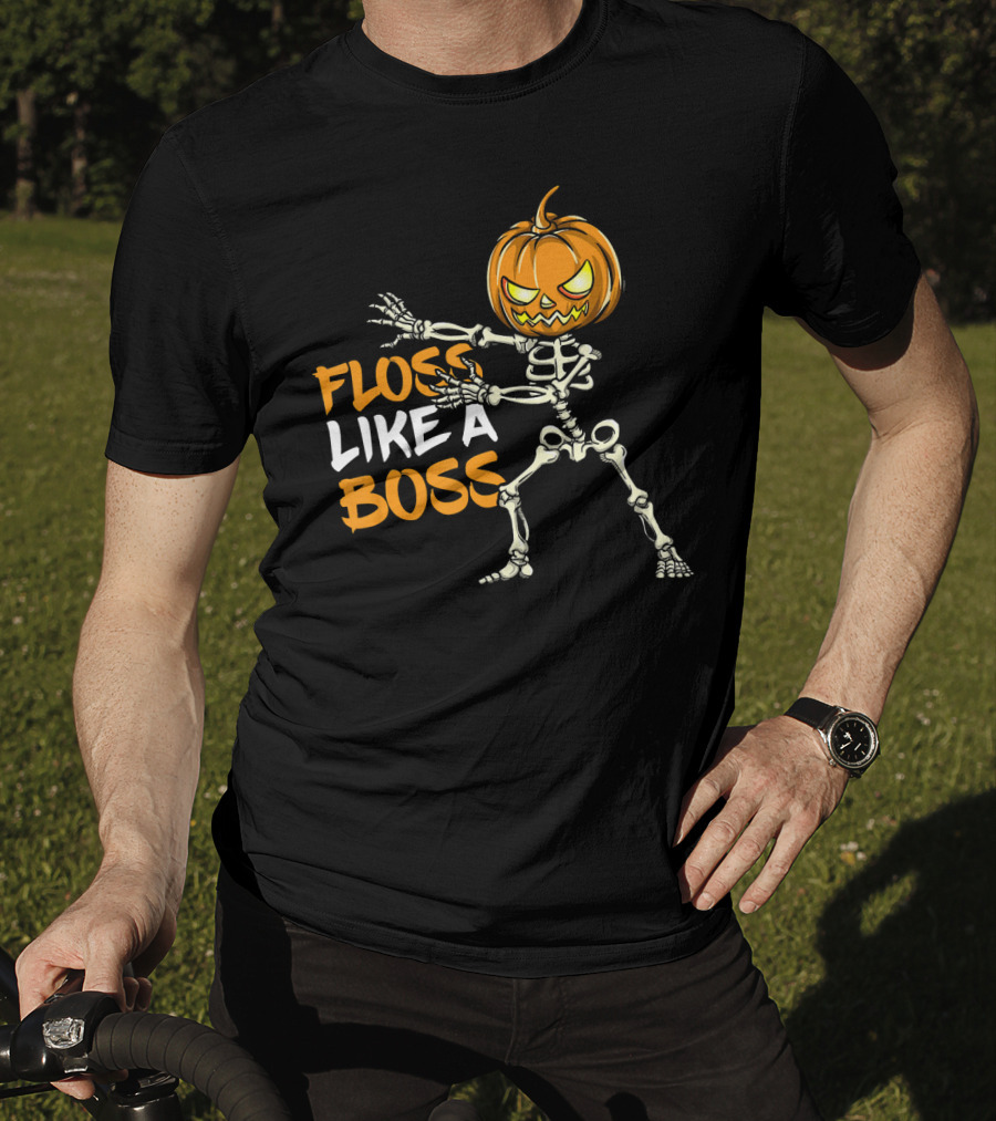 Floss Like A Boss Skeleton Halloween Pumpkin T-Shirt