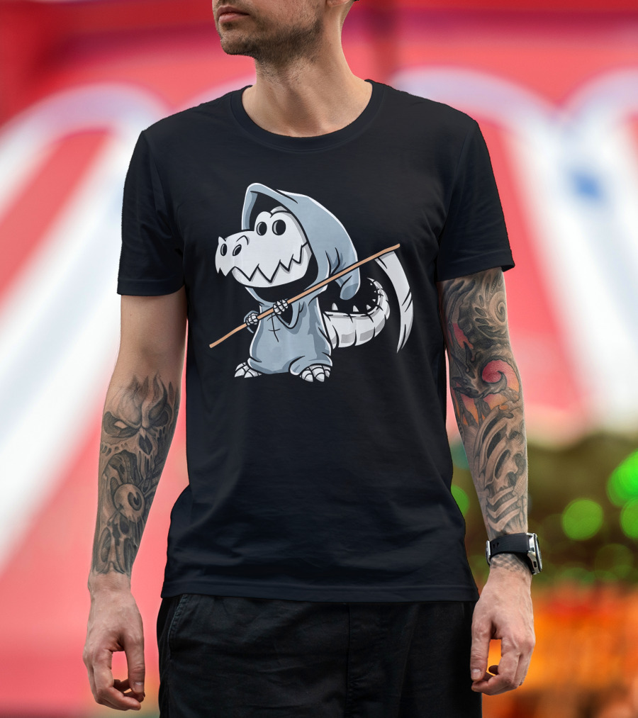 T Rex Skeleton Dino Grim Reaper Dinosaur Hoodie Scythe T-Shirt