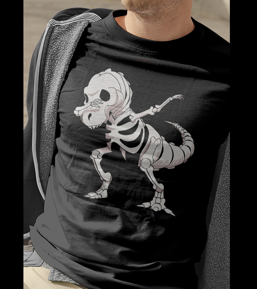 Funny Dabbing Dinosaur Skeleton T-Shirt