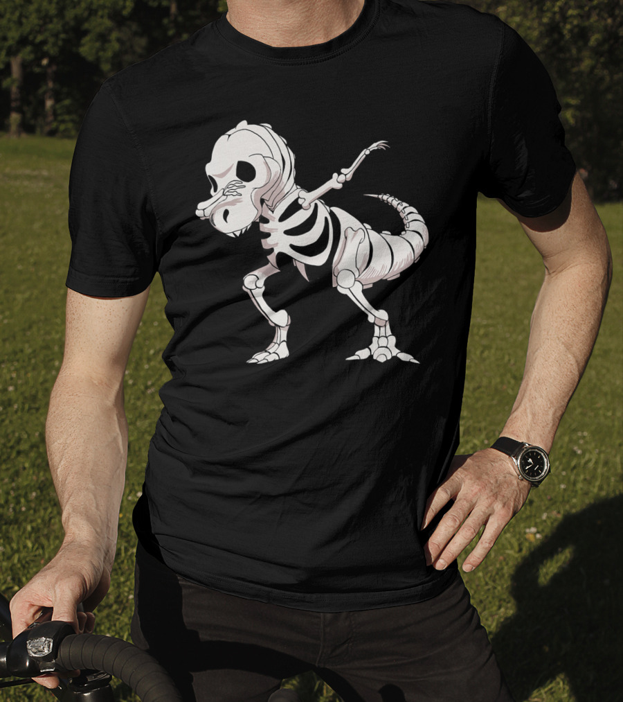 Funny Dabbing Dinosaur Skeleton T-Shirt
