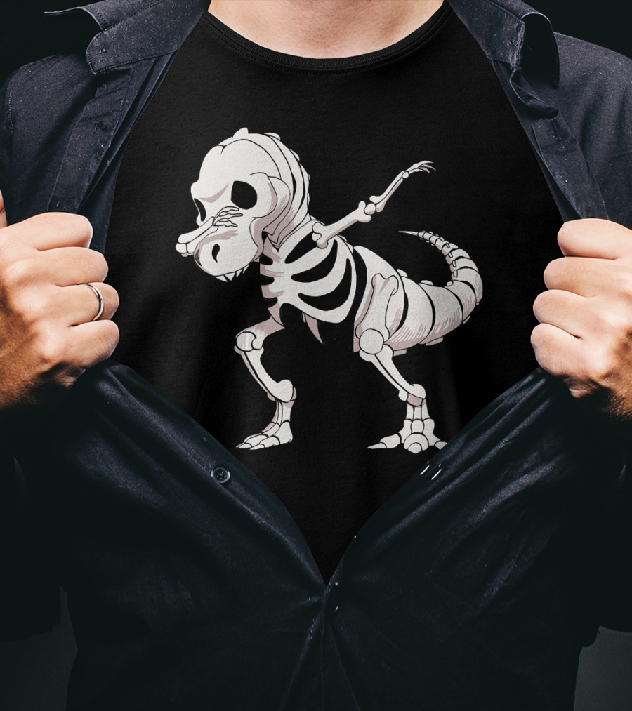 Funny Dabbing Dinosaur Skeleton T-Shirt