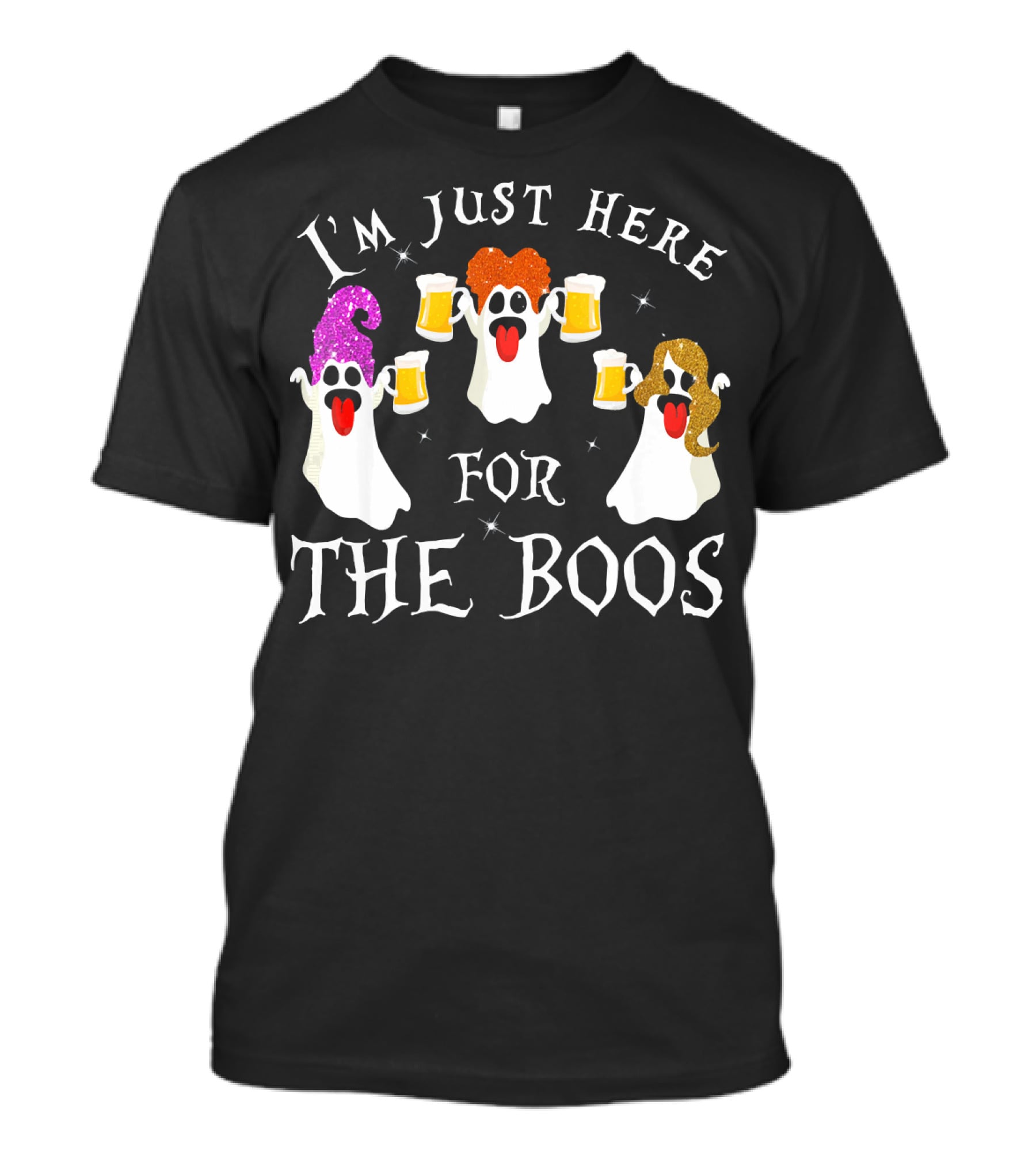 I'm Just Here For The Boos Ghosts With Beer Glasses Halloween T-Shirt