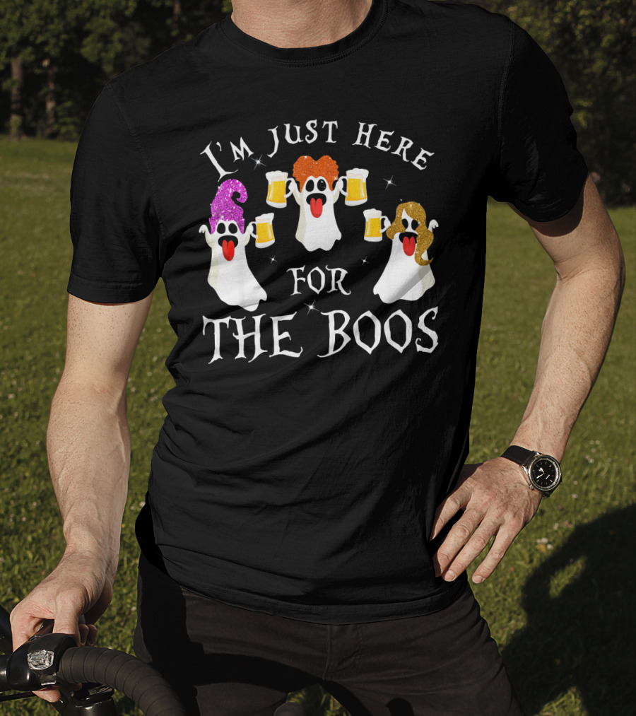 I'm Just Here For The Boos Ghosts With Beer Glasses Halloween T-Shirt
