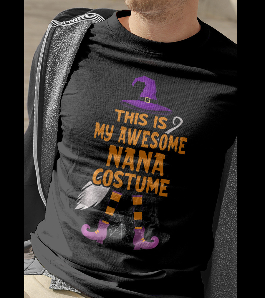 This Is My Awesome Nana Costume Witch Hat Broom Spider Web T-Shirt