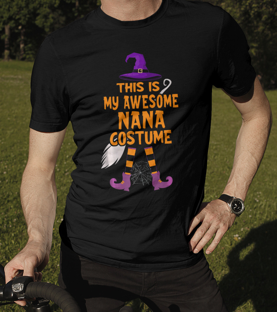 This Is My Awesome Nana Costume Witch Hat Broom Spider Web T-Shirt