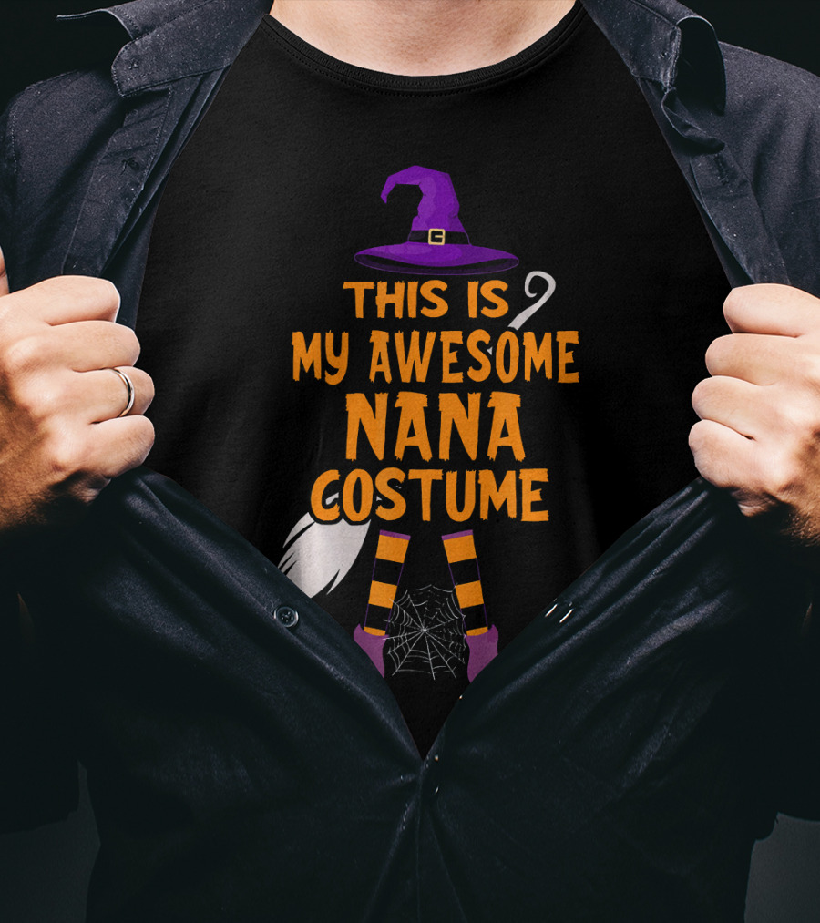 This Is My Awesome Nana Costume Witch Hat Broom Spider Web T-Shirt