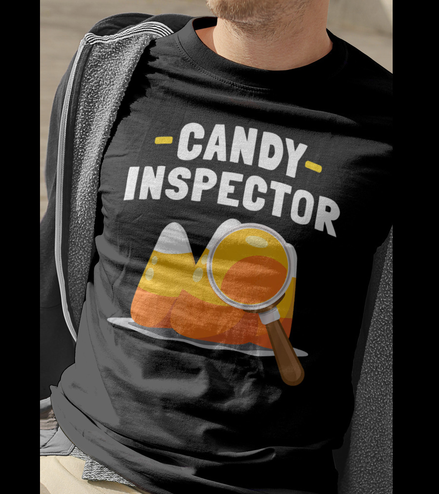 Candy Inspector Halloween Trick Or Treating Candy Corn T-Shirt