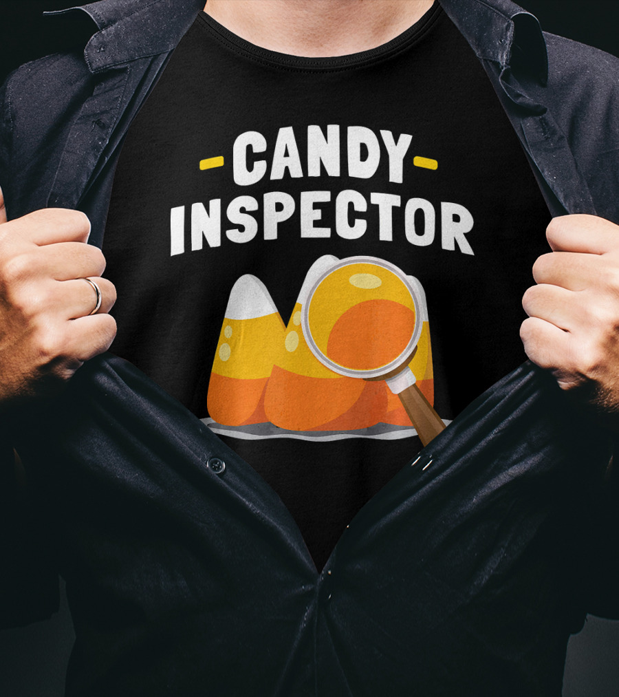 Candy Inspector Halloween Trick Or Treating Candy Corn T-Shirt