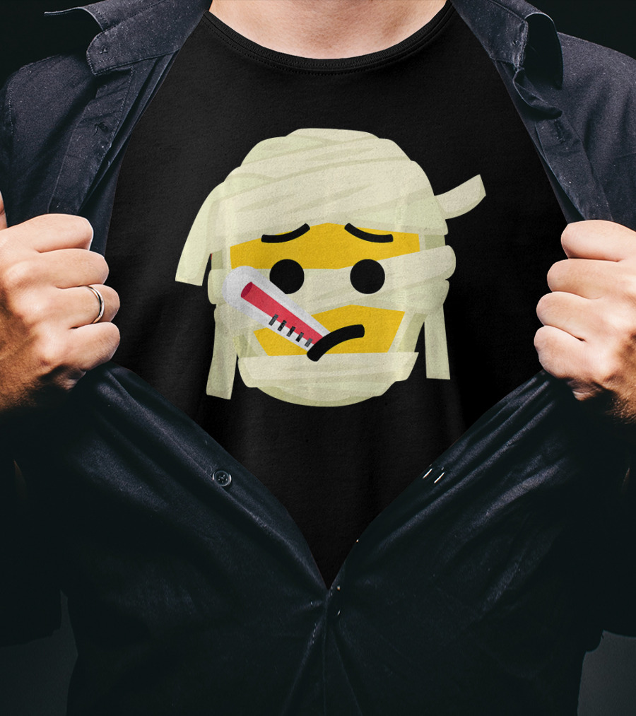 Mummy Emoji Feeling Sick With Thermometer Fever Face T-Shirt