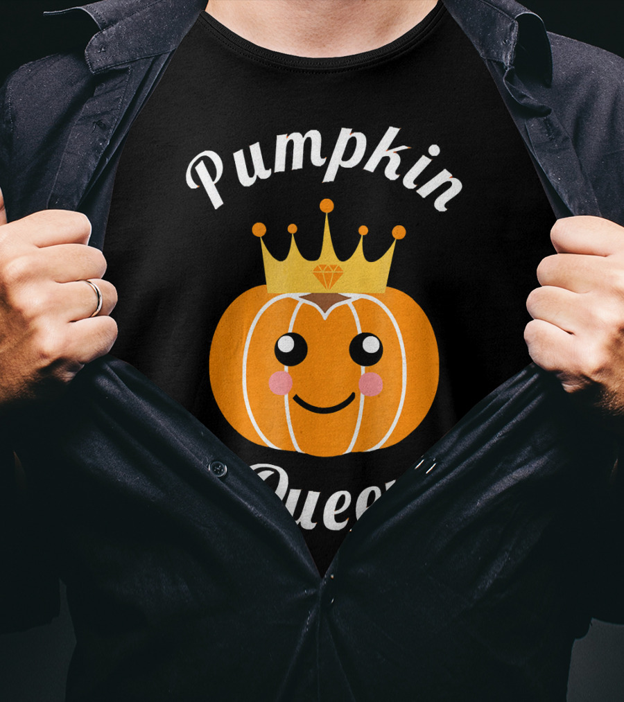 Pumpkin Queen Cute Pumpkin With Crown And Smile T-Shirt