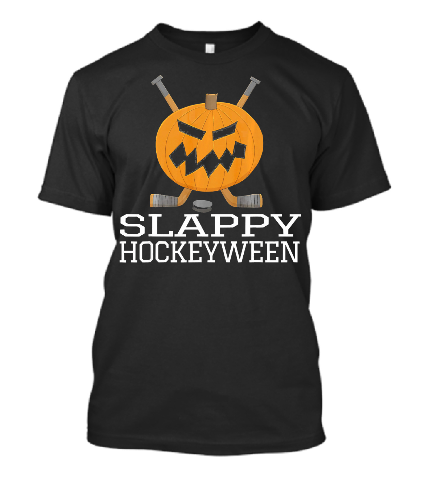 SLAPPY HOCKEYWEEN Pumpkin Ice Hockey Halloween T-Shirt