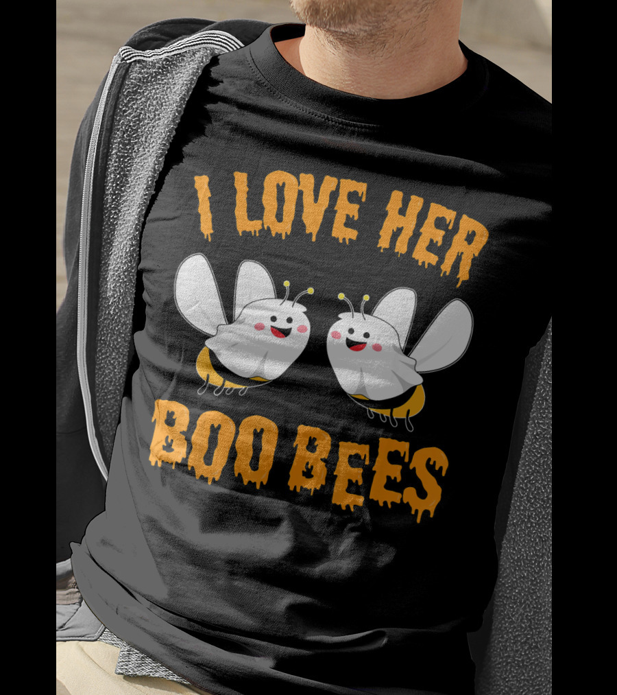 I Love Her Boo Bees Cute Ghost Bees T-Shirt
