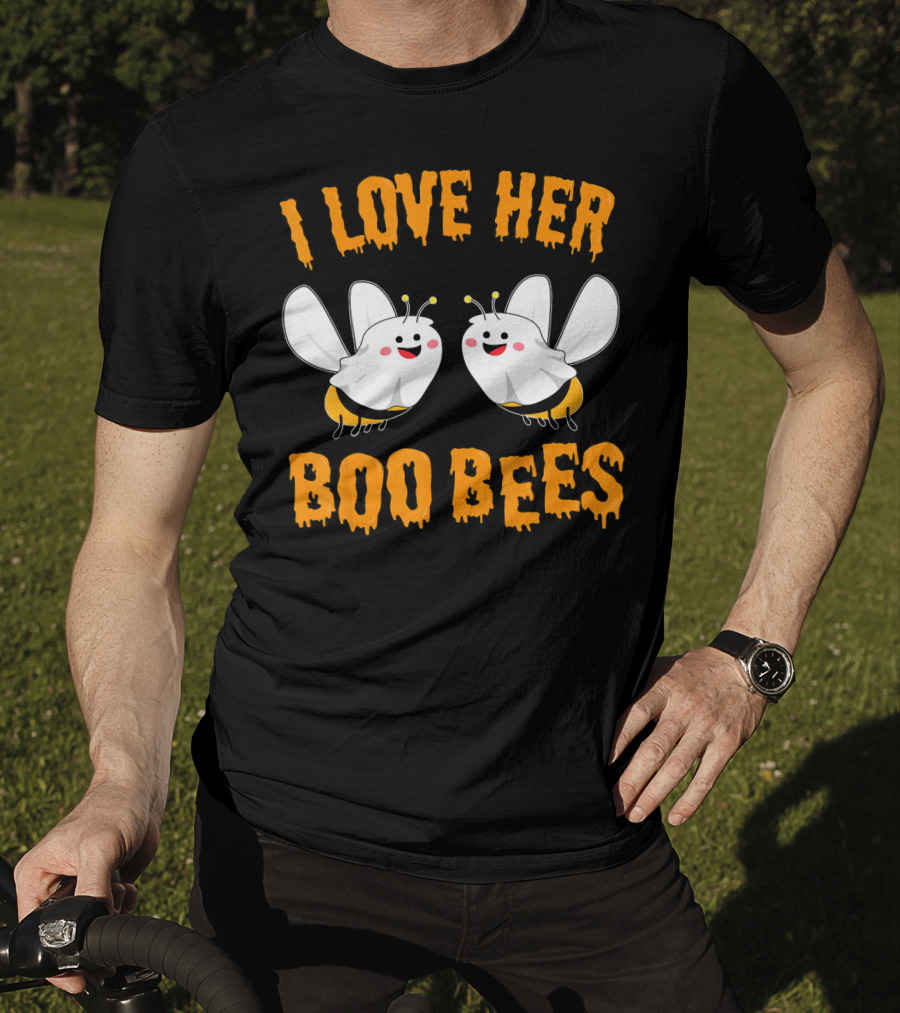 I Love Her Boo Bees Cute Ghost Bees T-Shirt