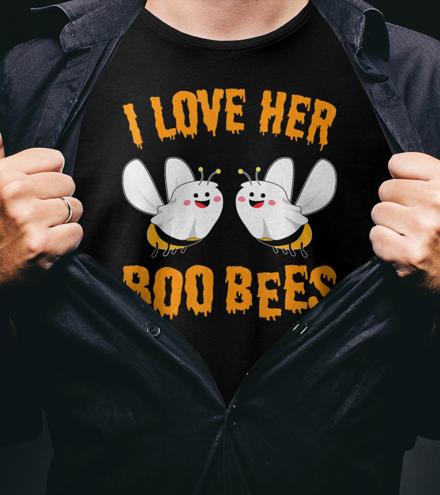I Love Her Boo Bees Cute Ghost Bees T-Shirt