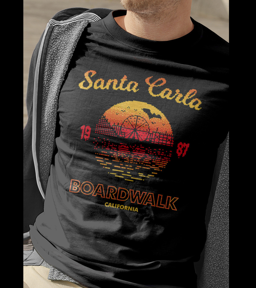 Santa Carla Boardwalk California 1987 Horror Ferris Wheel Sunset T-Shirt
