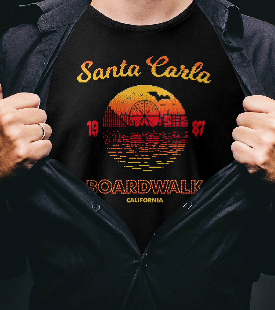 Santa Carla Boardwalk California 1987 Horror Ferris Wheel Sunset T-Shirt