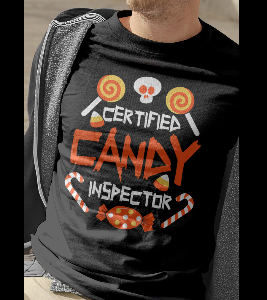 Certified Candy Inspector Halloween Sweets And Skull T-Shirt