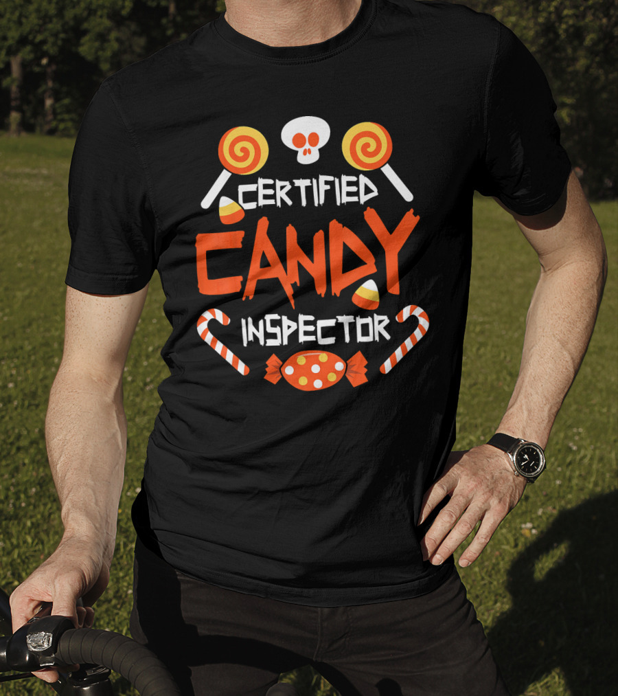 Certified Candy Inspector Halloween Sweets And Skull T-Shirt