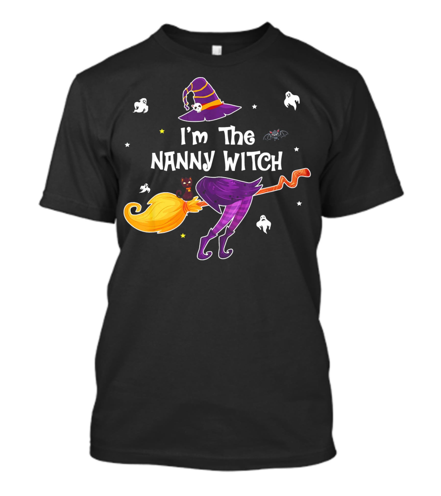 I'm The Nanny Witch Ghosts Hat Cat Bat Whimsical Halloween Fun T-Shirt