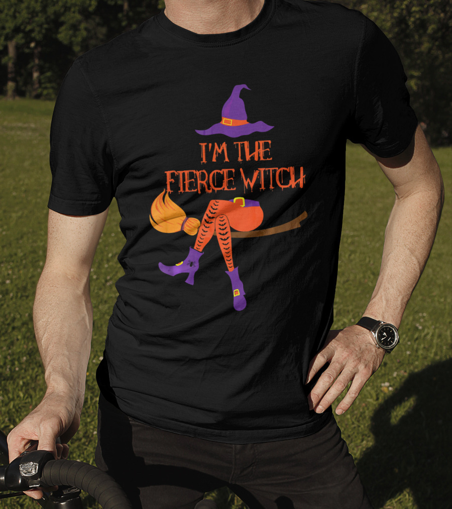I'm The Fierce Witch With Purple Hat And Broomstick T-Shirt