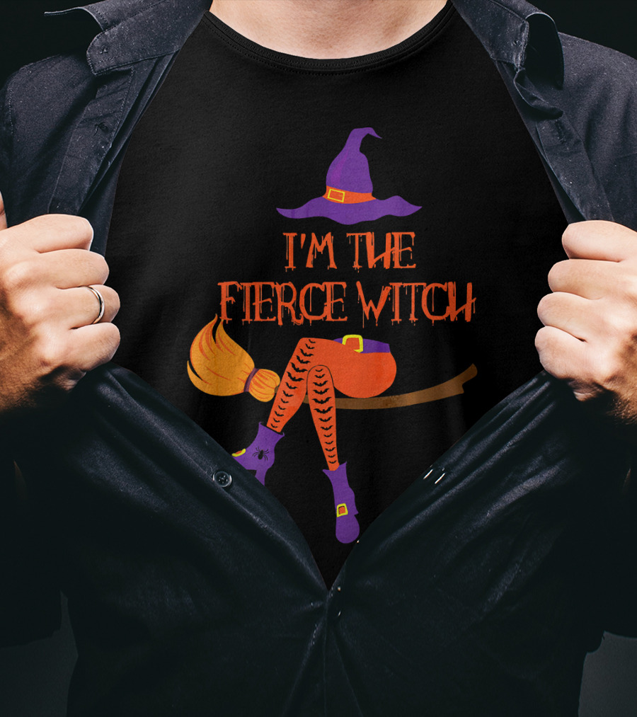 I'm The Fierce Witch With Purple Hat And Broomstick T-Shirt