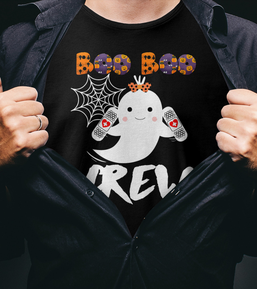 Boo Boo Crew Ghost With Bandages And Spider Web T-Shirt