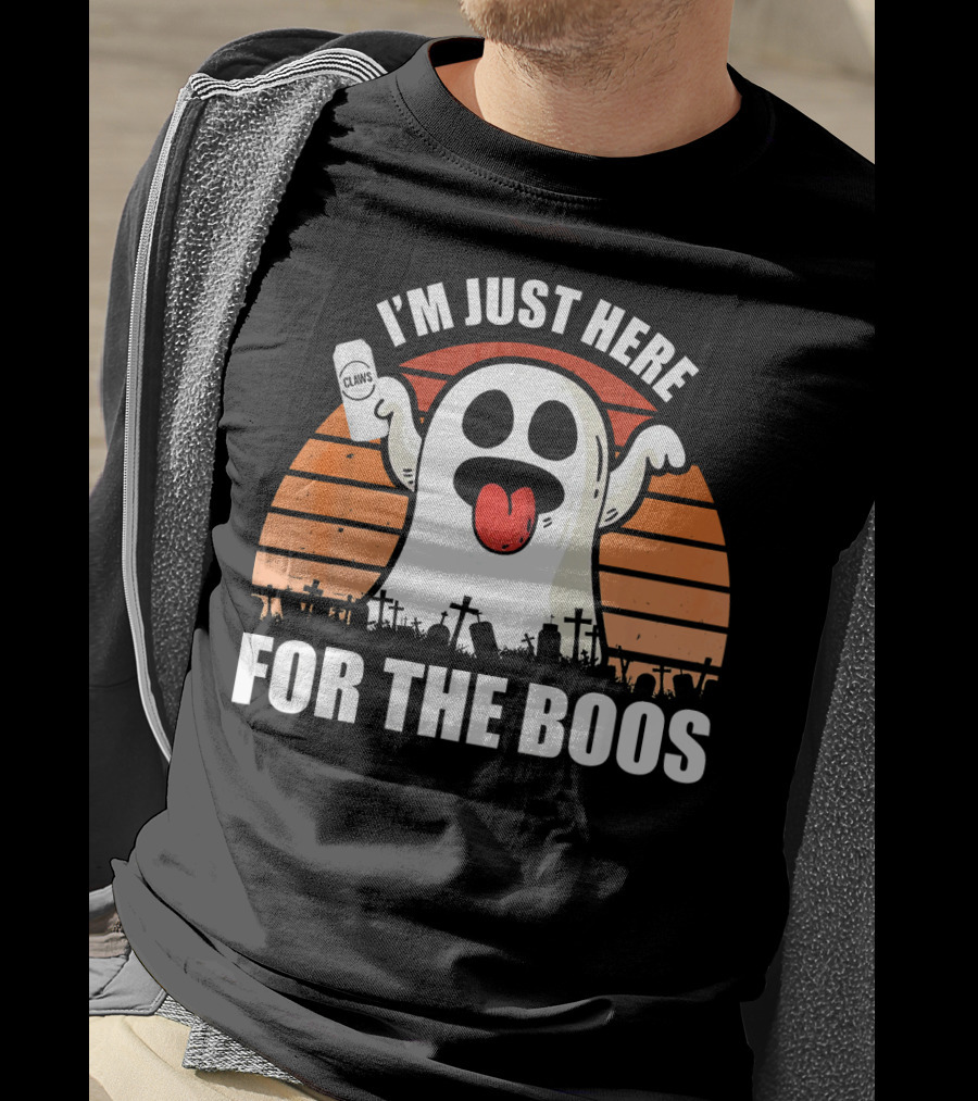 I'm Just Here For The Boos Ghost Halloween Pun Claws T-Shirt
