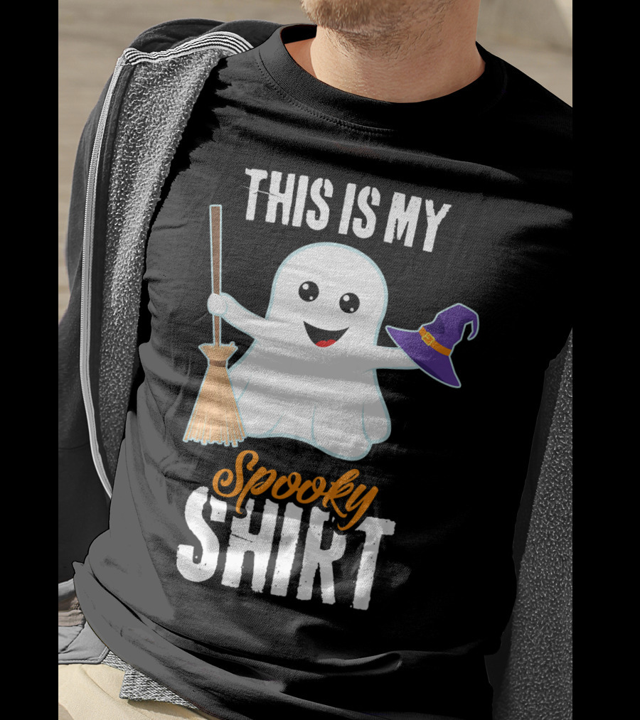 This Is My Spooky Ghost With Witch Hat And Broom T-Shirt