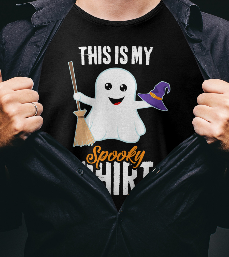 This Is My Spooky Ghost With Witch Hat And Broom T-Shirt
