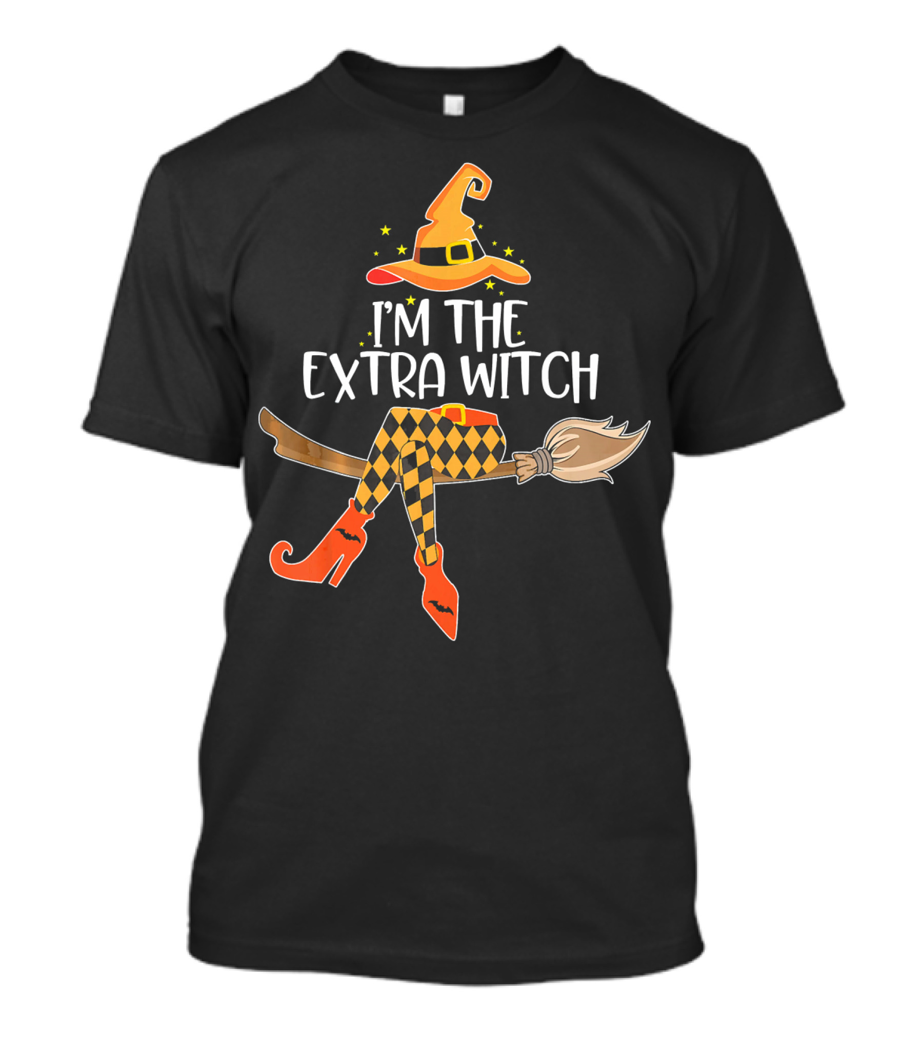 I'm The Extra Witch Halloween Matching Broomstick Hat Orange Boots T-Shirt