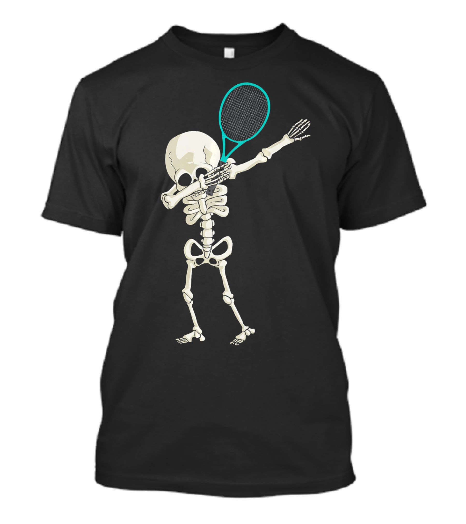 Halloween Skeleton Tennis Dabbing Spooky Racket Pose T-Shirt