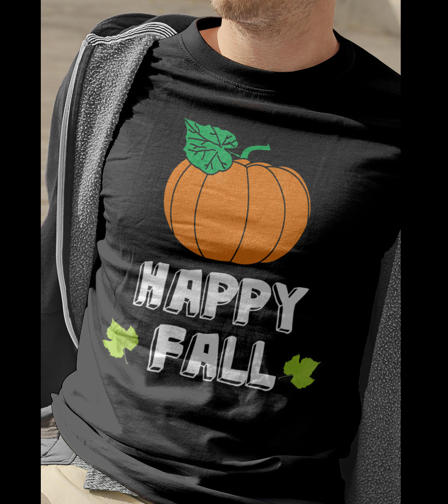 Happy Fall Pumpkin With Leaves T-Shirt