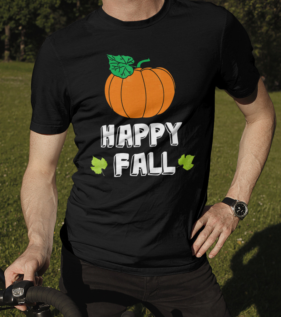 Happy Fall Pumpkin With Leaves T-Shirt