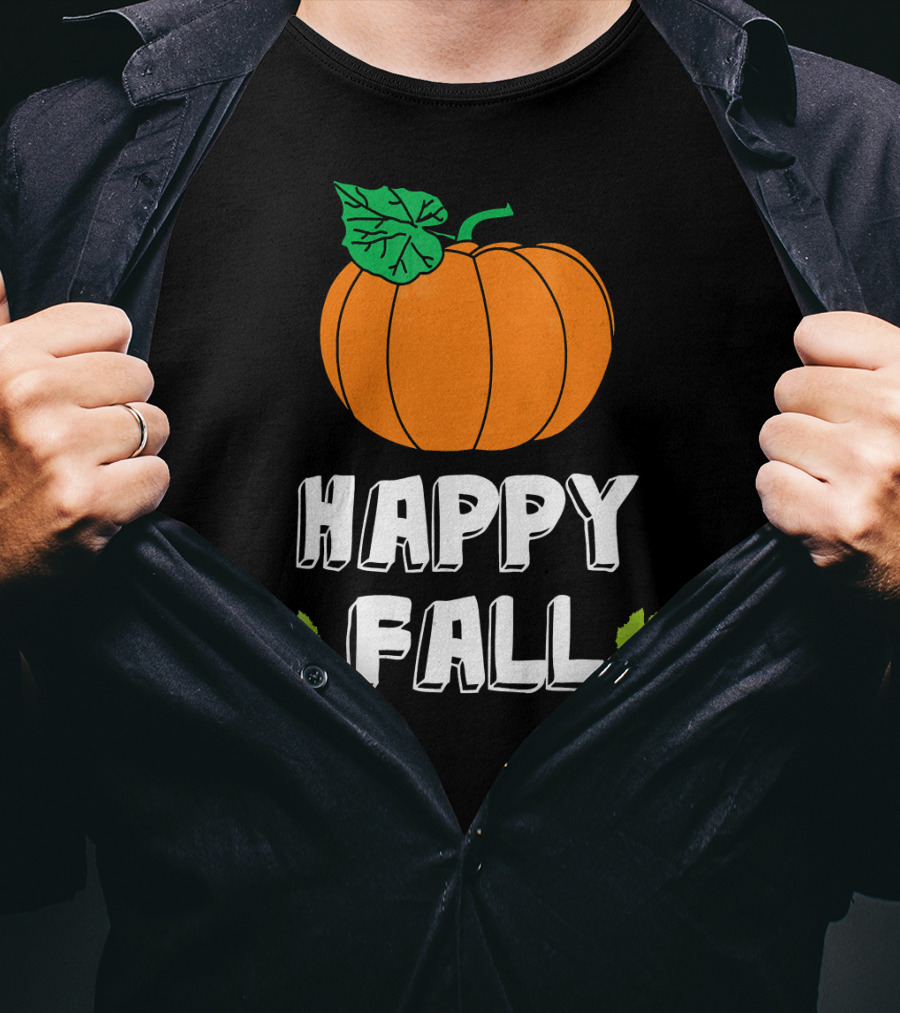 Happy Fall Pumpkin With Leaves T-Shirt