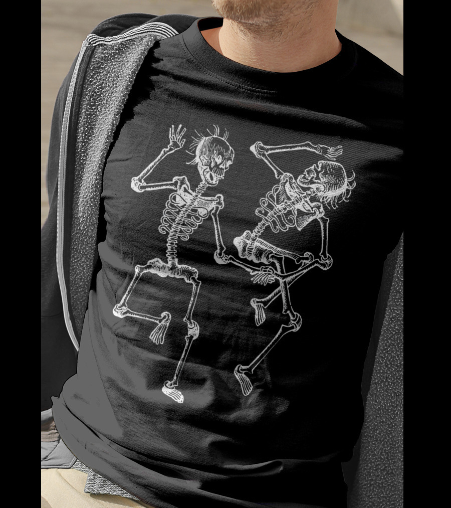 Dance Of Death Macabre Skeleton Duo In Motion T-Shirt